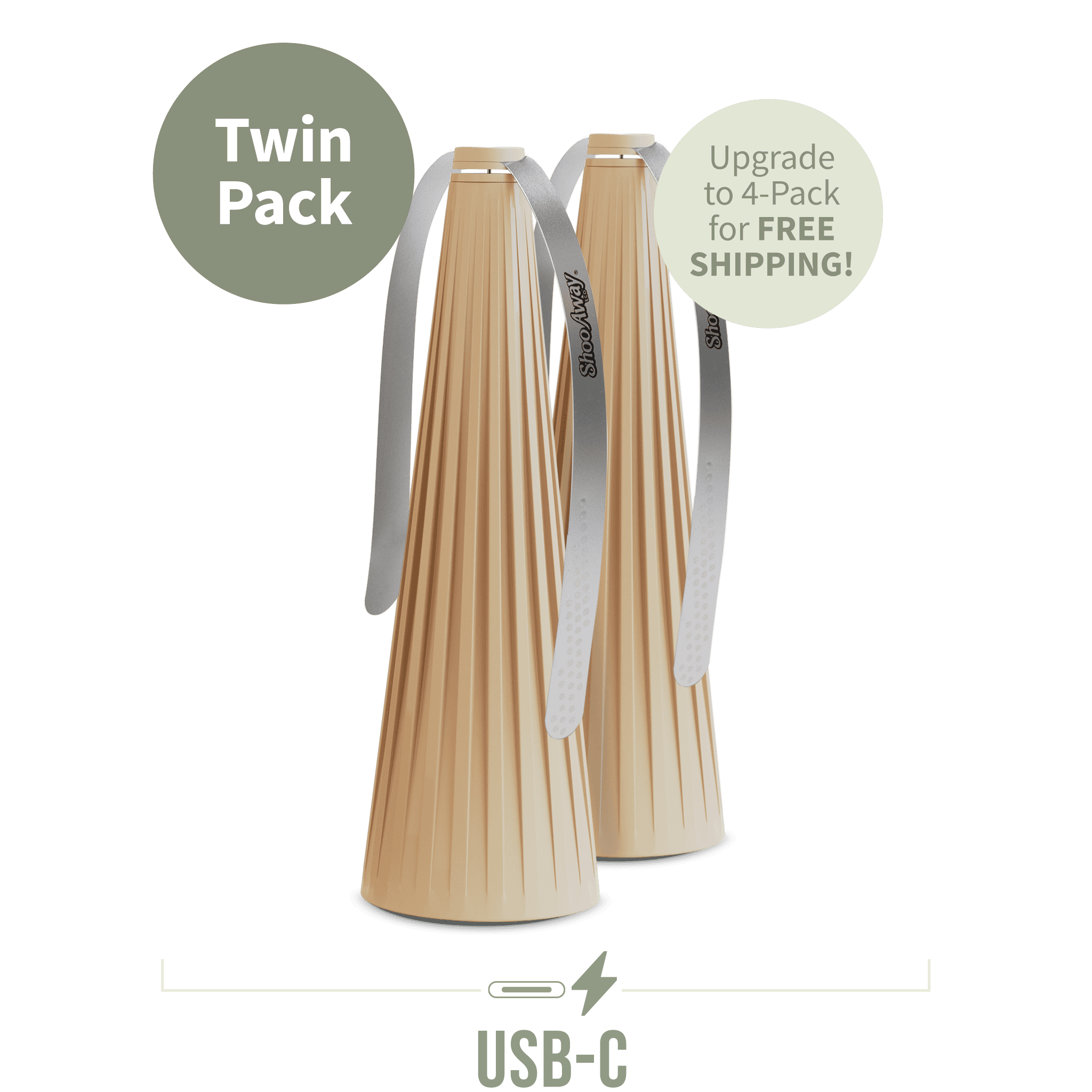 ShooAway - Rechargeable Bamboo Fluted - Twin Pack (Natural)